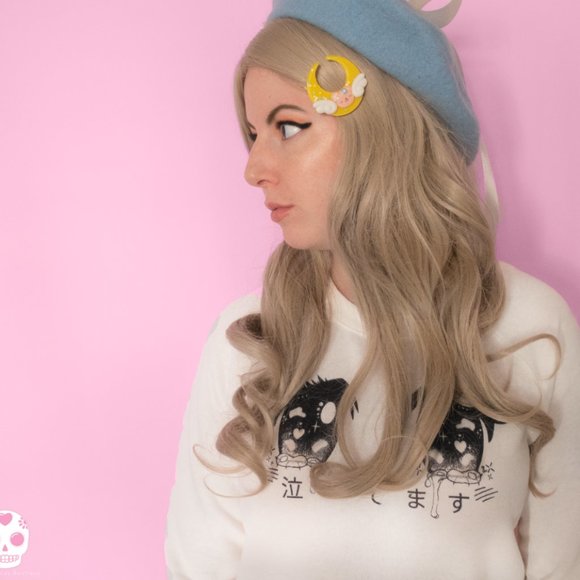 Blue beret with white ribbon - Alice Beret - Picture 2 of 2